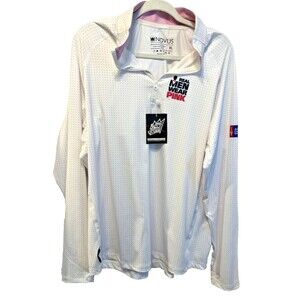 Novus Shirt Mens XL NWT White long sleeve Polo shirt with Real Men Wear Pink ACS